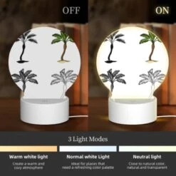 Round Acrylic Night Light, Four Different Types Of Palm Trees Are Shown In Silhouette. 4 Round Acrylic Night Light, Four Different Types Of Palm Trees Are Shown In Silhouette. -Pattern Night Light 25f2f2d5f2145865ee4b3c35da84d188010a4c3c