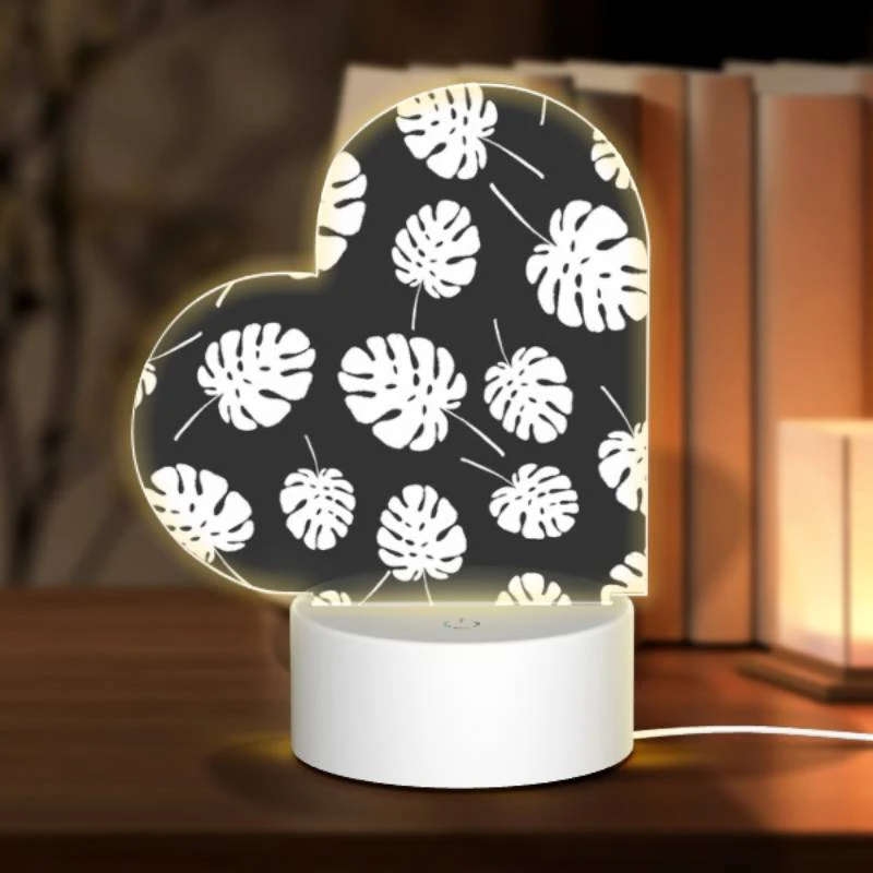 Love Acrylic Night Light, A pattern of white leaves on a black background. Love Acrylic Night Light, A Pattern Of White Leaves On A Black Background. -Pattern Night Light 261457ef051df9ebf5f3c0c211e05054e52344c7
