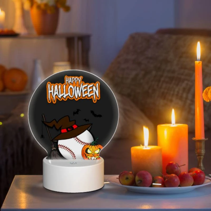 Round Acrylic Night Light, A baseball with a bat and a pumpkin on it. Round Acrylic Night Light, A Baseball With A Bat And A Pumpkin On It. -Pattern Night Light 261cf63f9a0b773825ebaa057d088c25ff4627bb