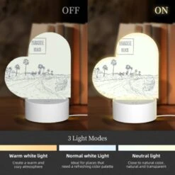 Love Acrylic Night Light, A Cartoon Drawing Of A Beach With Palm Trees And A Boat. 4 Love Acrylic Night Light, A Cartoon Drawing Of A Beach With Palm Trees And A Boat. -Pattern Night Light 2668d41691be1bd778e0bb59427dc2d2c19d6741