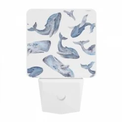 Night Light, A Collection Of Blue Whale Illustrations. -Pattern Night Light 27169e8b70f35f256aa0ffe6482be434d6828b06