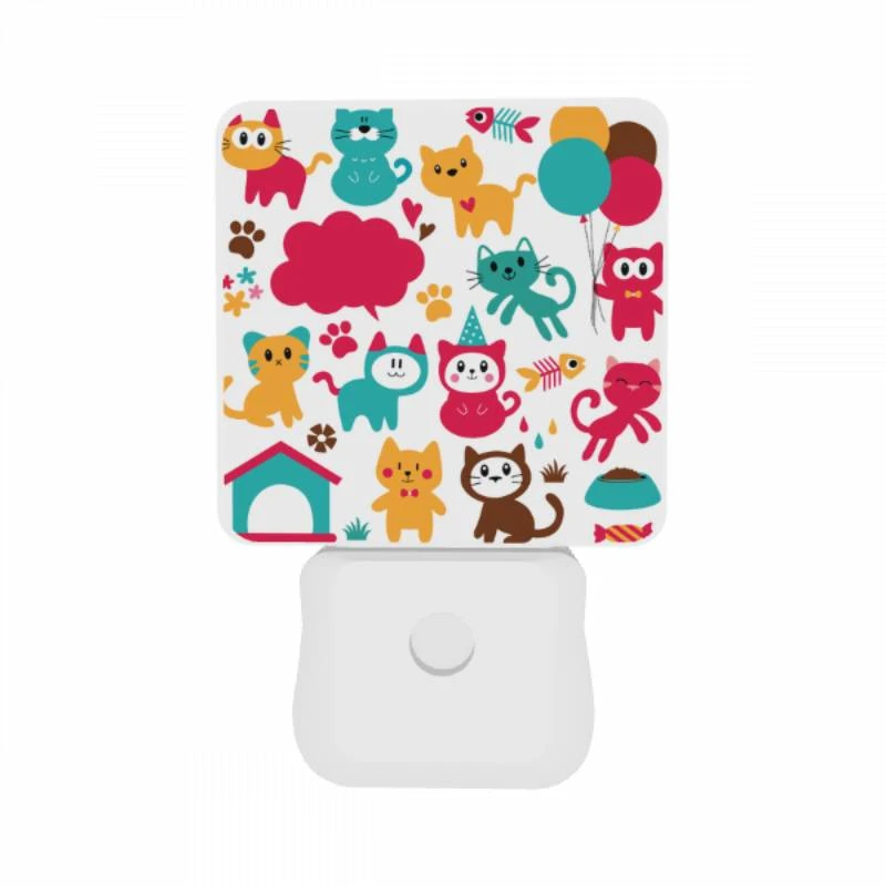 Night Light Set of 2, A collection of cute cat illustrations. Night Light Set Of 2, A Collection Of Cute Cat Illustrations. -Pattern Night Light 272eada0118ad0bb59b4a242b0fe6c580de786ac