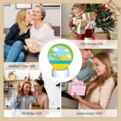 Round Acrylic Night Light, A Sunset Over The Ocean With Palm Trees In The Foreground. 9 Round Acrylic Night Light, A Sunset Over The Ocean With Palm Trees In The Foreground. -Pattern Night Light 2734bc45d457fae278226a7b68e6b60bd256d727