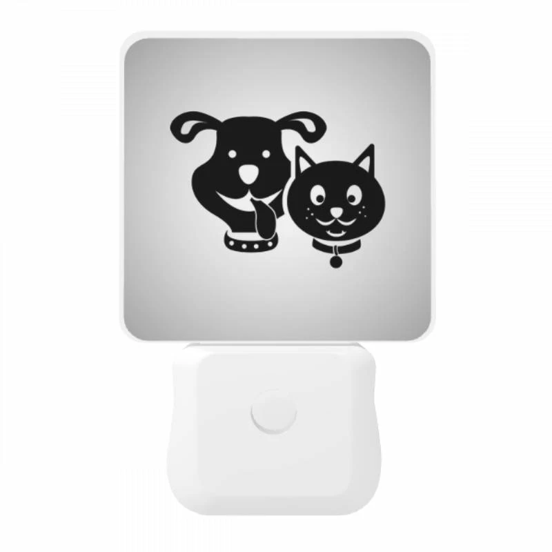 Night Light, A black and white dog and a black cat are sitting next to each other. Night Light, A Black And White Dog And A Black Cat Are Sitting Next To Each Other. -Pattern Night Light 27d4968bd00dfb27d410fb0a9b2b4411b2b6bda8