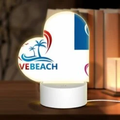 Love Acrylic Night Light, A Logo For Love Beach Is Shown In Two Different Colors.