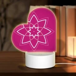 Love Acrylic Night Light, A Pink Flower With A Yellow Center.