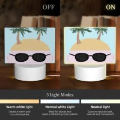 Rectangular Acrylic Night Light, A Cartoon Drawing Of A Man With Sunglasses And A Shaggy Haircut. 4 Rectangular Acrylic Night Light, A Cartoon Drawing Of A Man With Sunglasses And A Shaggy Haircut. -Pattern Night Light 2c17a5789962c0dadbac8283d9fd761a37b02e1a