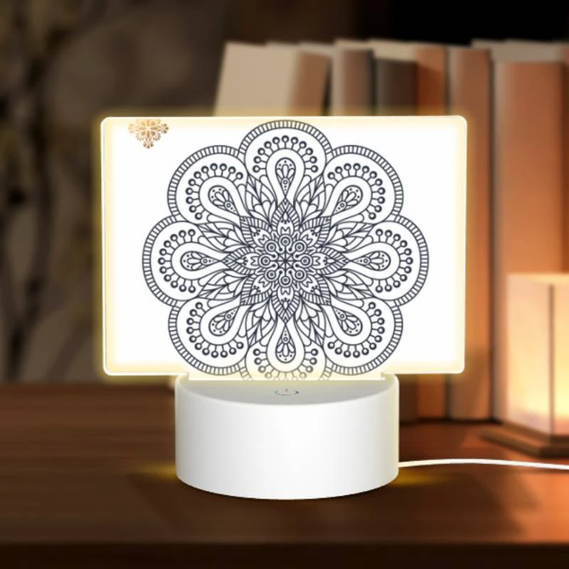 Rectangular Acrylic Night Light, A black and white design of a flower. Rectangular Acrylic Night Light, A Black And White Design Of A Flower. -Pattern Night Light 2c68b94989098a32dc54e6b17ffaddfa14c2bbcc
