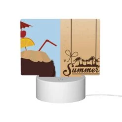 Rectangular Acrylic Night Light, A Cartoon Of A Coconut Tree With A Lemon And A Straw In It. -Pattern Night Light 2ca699548f4fa5b63b0f8f4d70e2d791dd014873