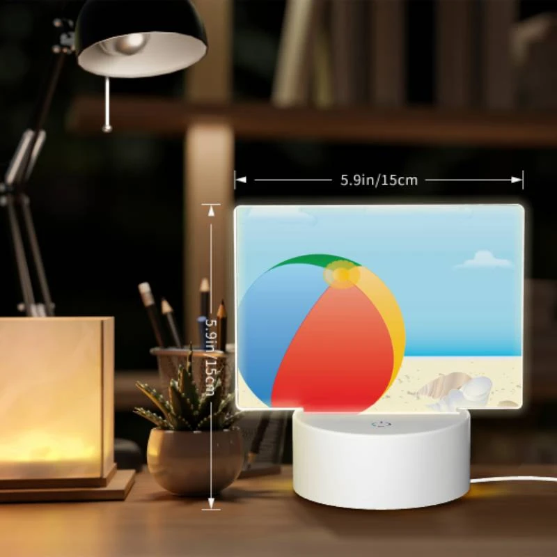 Rectangular Acrylic Night Light, A colorful beach ball is sitting on a sandy beach. Rectangular Acrylic Night Light, A Colorful Beach Ball Is Sitting On A Sandy Beach. -Pattern Night Light 2d30775a52df197af9e93a25d4b2674157302a35