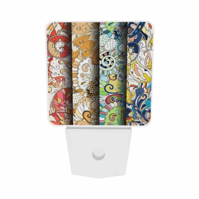 Night Light Set of 2, Three colorful designs are displayed on a row of paper. Night Light Set Of 2, Three Colorful Designs Are Displayed On A Row Of Paper. -Pattern Night Light 2e8d9efb787b49c27731999948b98be2533202b5