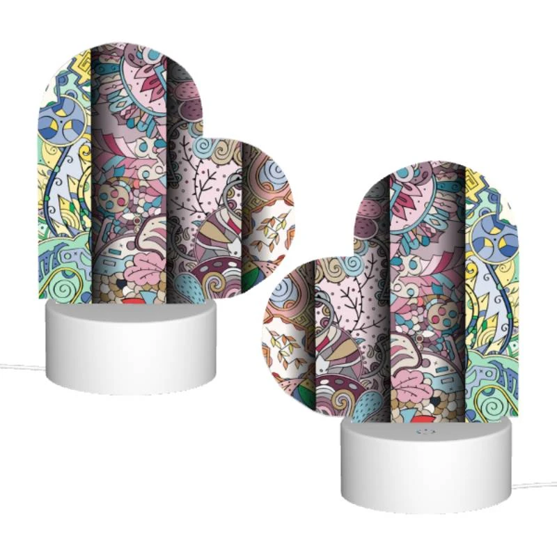 Love Acrylic Night Light, Three colorful paintings of flowers are displayed side by side. Love Acrylic Night Light, Three Colorful Paintings Of Flowers Are Displayed Side By Side. -Pattern Night Light 2e9b8dd3b05a2723dcd80b2cee92debc9ab9bab4