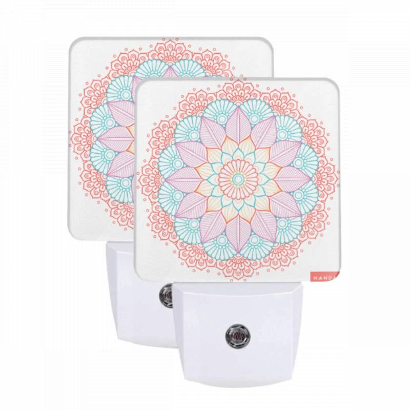 Night Light Set of 2, A colorful flower design with a pink and blue color scheme. Night Light Set Of 2, A Colorful Flower Design With A Pink And Blue Color Scheme. -Pattern Night Light 2f3cfd7499da241a1f8b223c14372e02543cf360