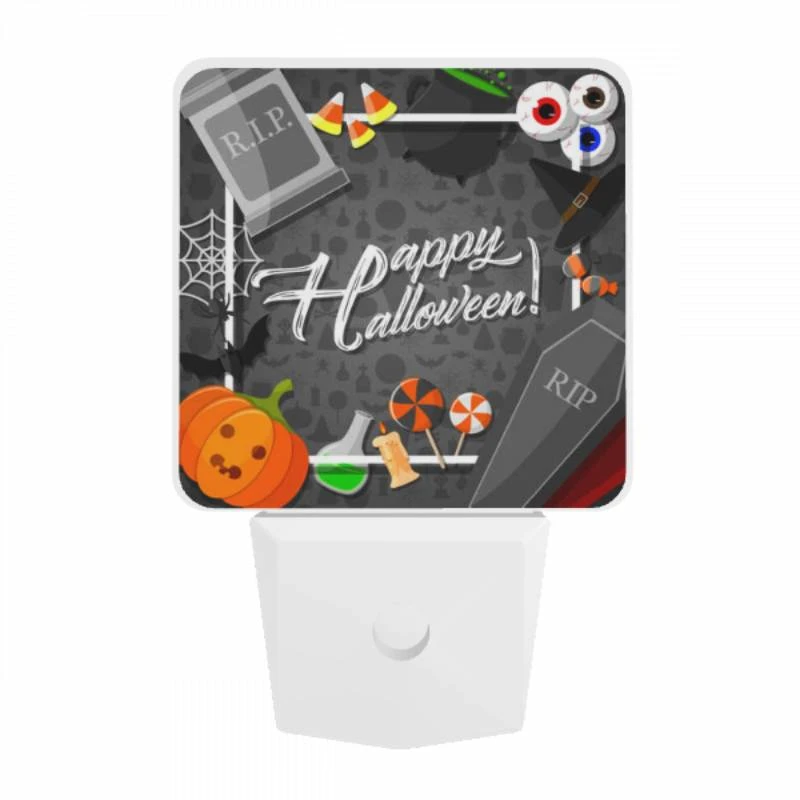 Night Light, A Halloween sign with a witch's hat and a skeleton. Night Light, A Halloween Sign With A Witch's Hat And A Skeleton. -Pattern Night Light 2f4b9b1584a60067f0e128fddf60edaf5383659b