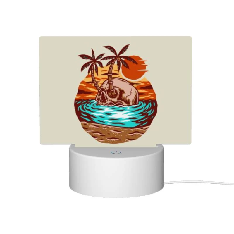 Rectangular Acrylic Night Light, A skeleton is sitting on a skull in the ocean. Rectangular Acrylic Night Light, A Skeleton Is Sitting On A Skull In The Ocean. -Pattern Night Light 305b8ea5e29baf4ee834dfacf98300cf5cee96ca
