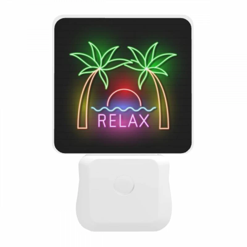 Night Light, A neon sign with palm trees and the word "Relax" on it. Night Light, A Neon Sign With Palm Trees And The Word "Relax" On It. -Pattern Night Light 30a23f040e67814304c1916c88a9a02800f26557