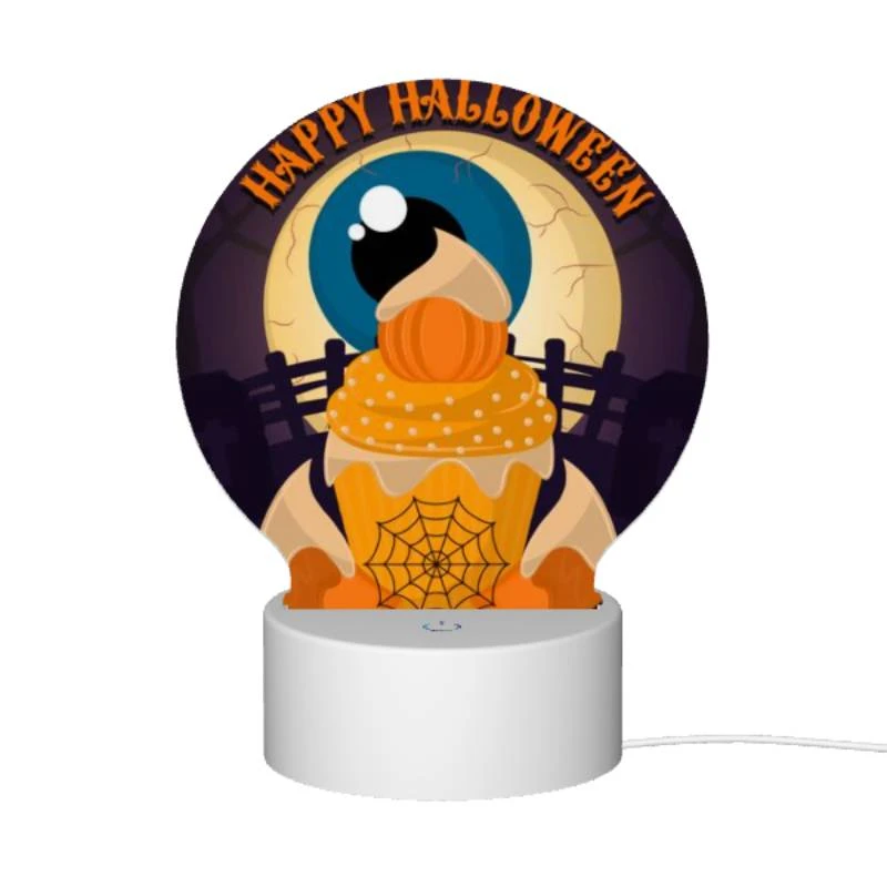 Round Acrylic Night Light, A Halloween themed image of a cake with a spider web on it. Round Acrylic Night Light, A Halloween Themed Image Of A Cake With A Spider Web On It. -Pattern Night Light 30d78e14495b06bad96a036d9c56c09a905455bf