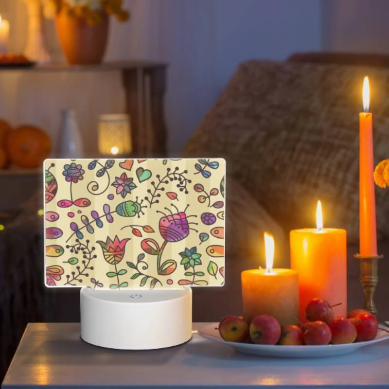 Rectangular Acrylic Night Light, A colorful flower pattern on a wallpaper. Rectangular Acrylic Night Light, A Colorful Flower Pattern On A Wallpaper. -Pattern Night Light 30de53c54ee5afae54fcd780d45282a21962916a