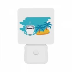 Night Light Set Of 2, A Boat Is Sailing In The Ocean Next To A Palm Tree. 10 Night Light Set Of 2, A Boat Is Sailing In The Ocean Next To A Palm Tree. -Pattern Night Light 317378af787b72295ab34df97260e81b7c1c0d83