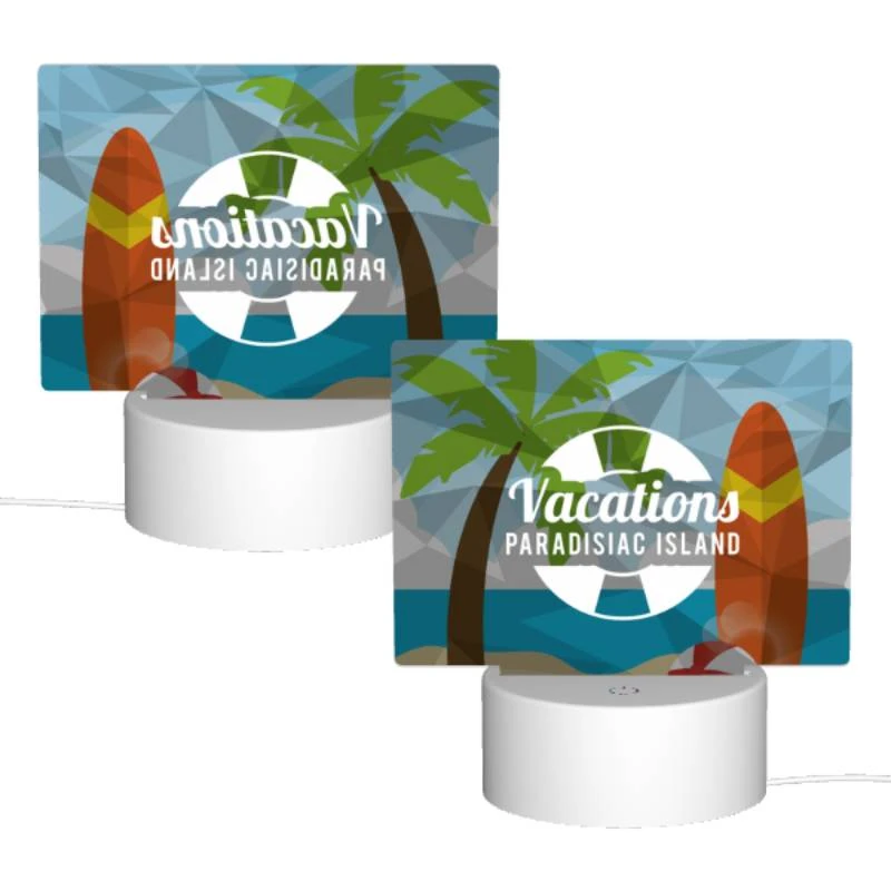 Rectangular Acrylic Night Light, A vacations logo with a palm tree and a surfboard. Rectangular Acrylic Night Light, A Vacations Logo With A Palm Tree And A Surfboard. -Pattern Night Light 31c006cb3ff3109eac7f595f26b0285aa9be0258
