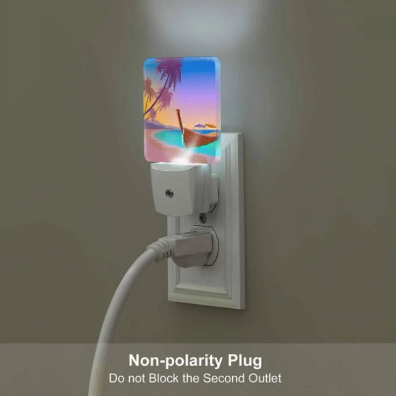 Night Light Set of 2, A boat is sitting on the beach at sunset. Night Light Set Of 2, A Boat Is Sitting On The Beach At Sunset. -Pattern Night Light 32708cad6c8ee9a29307bb3ef1c702731737dd67