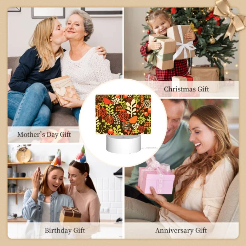 Rectangular Acrylic Night Light, A colorful floral pattern with birds and berries. Rectangular Acrylic Night Light, A Colorful Floral Pattern With Birds And Berries. -Pattern Night Light 33bd20ed1518304ee2ab073c4d763e0d92e89378