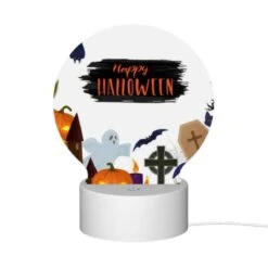 Round Acrylic Night Light, A Halloween Scene With A Sign That Says "Happy Halloween." 11 Round Acrylic Night Light, A Halloween Scene With A Sign That Says "Happy Halloween." -Pattern Night Light 33c74cd501edf0a062cc18ec2c2b1ff93a914c1f