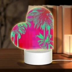 Love Acrylic Night Light, A Colorful Image Of Palm Trees.