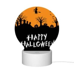 Round Acrylic Night Light, A Halloween Poster With A Witch Flying Over A Hill Of Pumpkins. 11 Round Acrylic Night Light, A Halloween Poster With A Witch Flying Over A Hill Of Pumpkins. -Pattern Night Light 345ff1a3f6d0f898e60fc5706b91b4c4ec28efcd