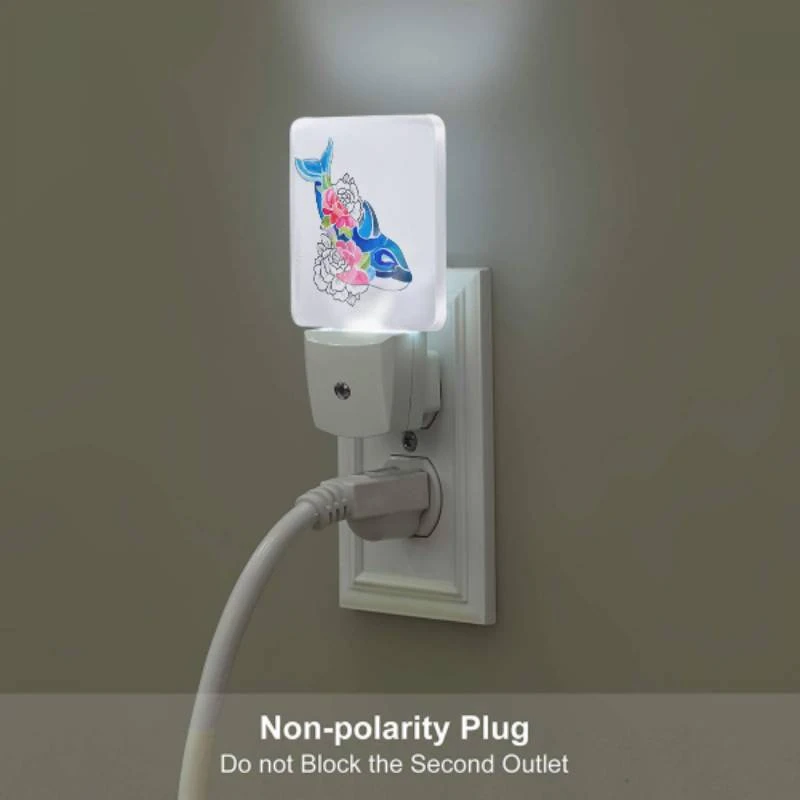 Night Light, A blue whale with pink flowers on its back. Night Light, A Blue Whale With Pink Flowers On Its Back. -Pattern Night Light 3479ceeb144a499edfdabb8327854e71d1a5ed1a