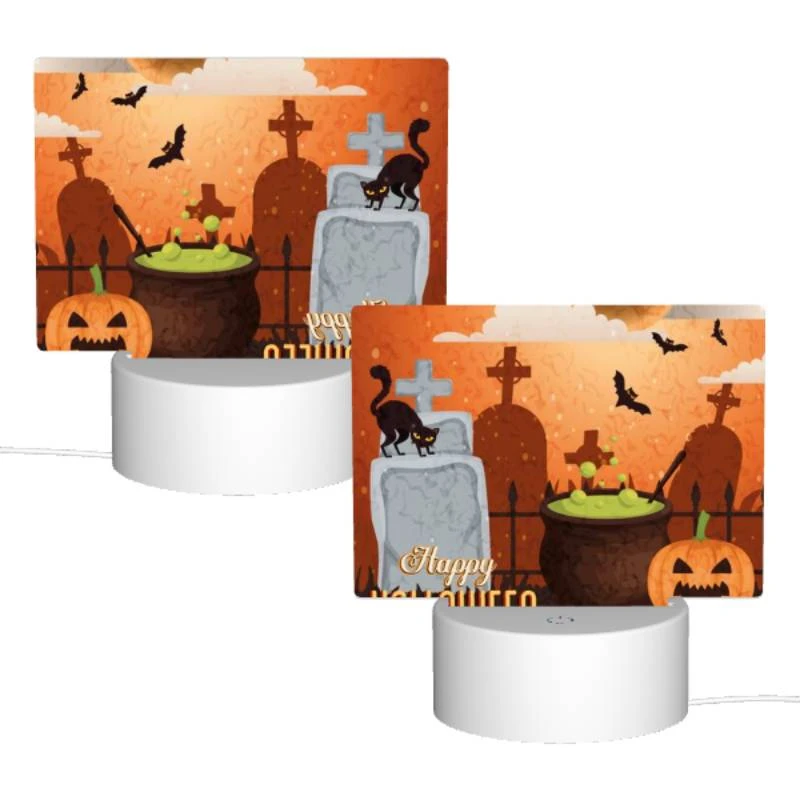 Rectangular Acrylic Night Light, A Halloween poster with a cat Rectangular Acrylic Night Light, A Halloween Poster With A Cat -Pattern Night Light 348a3a147ee70a6ebd214d233303612bfaf57be8