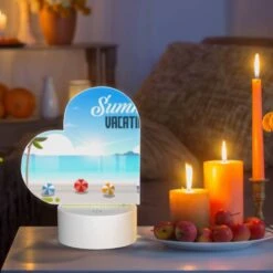 Love Acrylic Night Light, A Colorful Beach Scene With Palm Trees And Umbrellas. 8 Love Acrylic Night Light, A Colorful Beach Scene With Palm Trees And Umbrellas. -Pattern Night Light 352824d968bb4829f03808b6e55f46bf0c459f5e