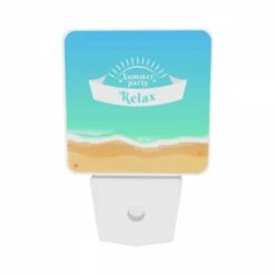 Night Light Set Of 2, A Blue And White Sign That Says "Summer Party Relax.". 8 Night Light Set Of 2, A Blue And White Sign That Says "Summer Party Relax.". -Pattern Night Light 35bc12f20b9fb14123da9ff79e51c690b76d40a4