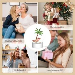 Round Acrylic Night Light, A Palm Tree Is Shown In A Red And White Striped Chair. 9 Round Acrylic Night Light, A Palm Tree Is Shown In A Red And White Striped Chair. -Pattern Night Light 35e355641489a1d3479e09798979f80ffcc44e5b