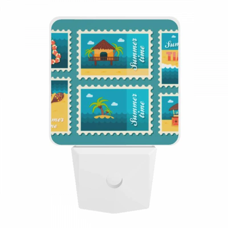 Night Light, A collection of six different colored postage stamps featuring beach and tropical themes. Night Light, A Collection Of Six Different Colored Postage Stamps Featuring Beach And Tropical Themes. -Pattern Night Light 3607d3b666d7cbf37afe11229a8a0cbc5401a595