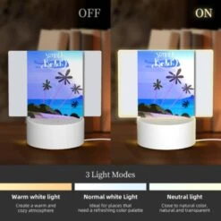 Rectangular Acrylic Night Light, A Colorful Poster Of A Beach With A Plane Flying Over It. 4 Rectangular Acrylic Night Light, A Colorful Poster Of A Beach With A Plane Flying Over It. -Pattern Night Light 362b25b3d73dd25c25d8d1bd3b6dfbfe14acb8d5