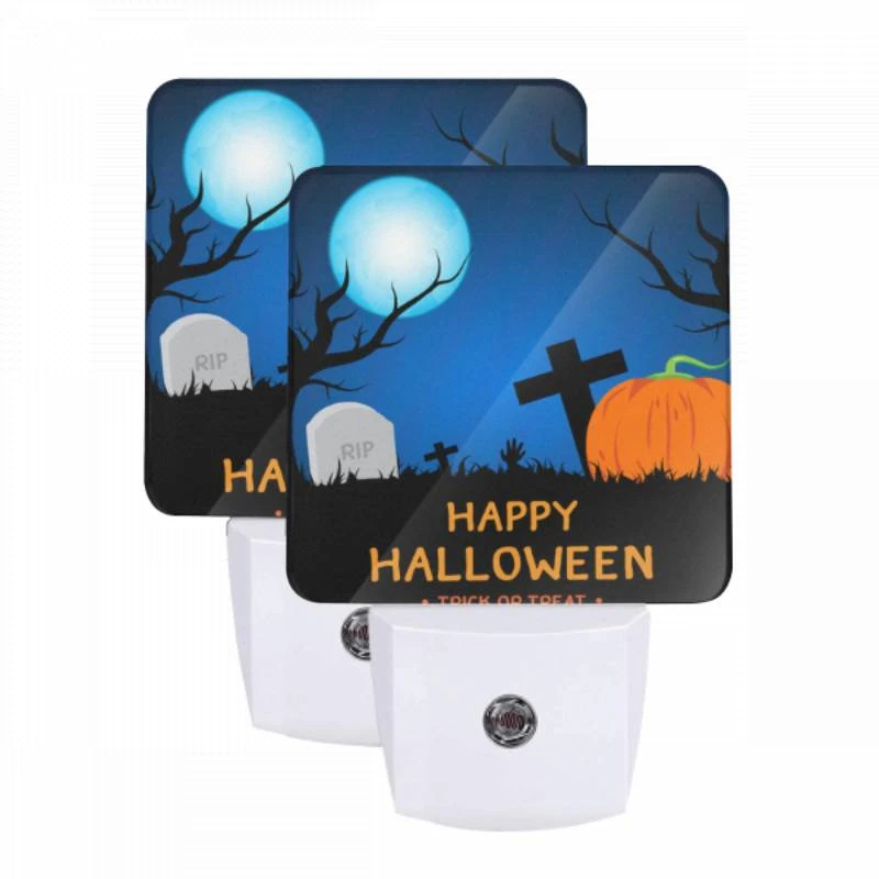 Night Light Set of 2, A Halloween scene with a moon Night Light Set Of 2, A Halloween Scene With A Moon -Pattern Night Light 36438a695a7b3aafecb8e1e4c6ec9d57a0d8bb1a