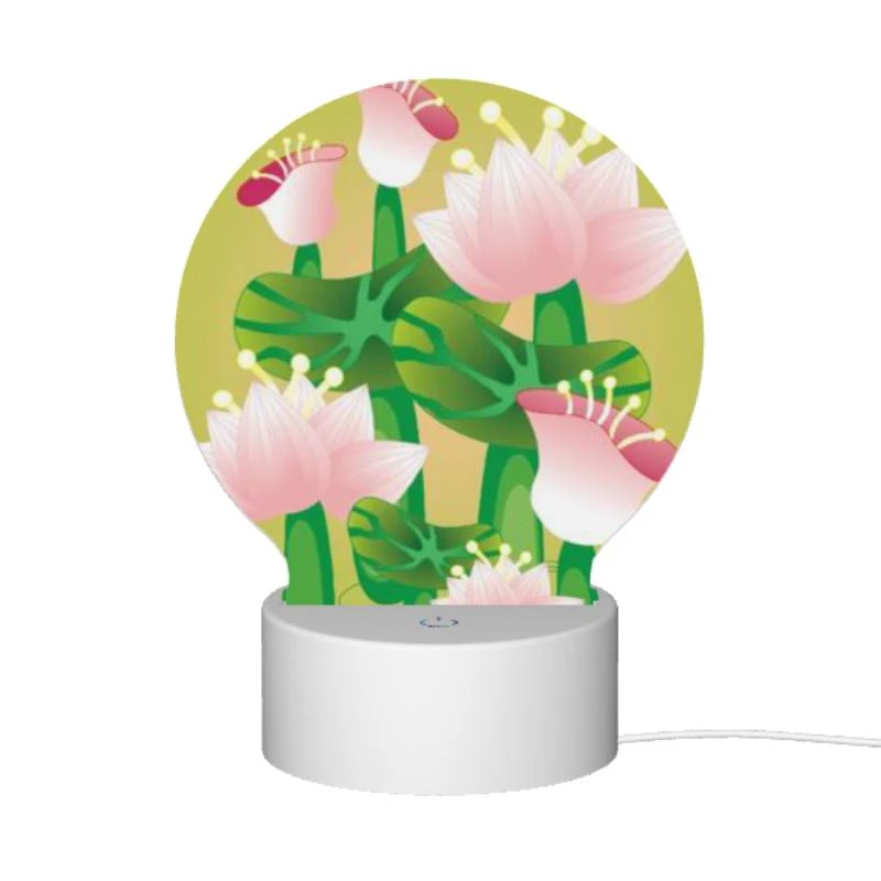 Round Acrylic Night Light, A painting of a flower with a green stem. Round Acrylic Night Light, A Painting Of A Flower With A Green Stem. -Pattern Night Light 36b1029aa5d3dc56d5b842fc82986c38bb9a6a4c