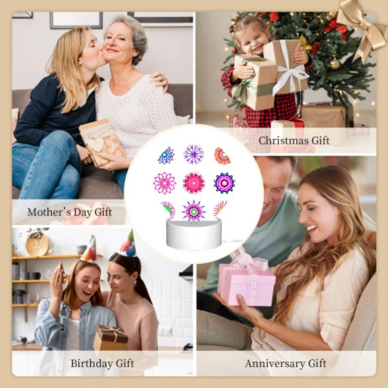 Round Acrylic Night Light, A collection of colorful flower designs. Round Acrylic Night Light, A Collection Of Colorful Flower Designs. -Pattern Night Light 37a2d145c3cb78ca41471c9fa087eb06cf720150