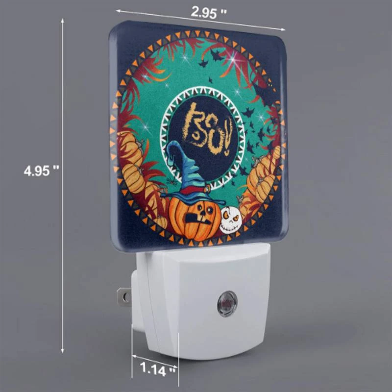 Night Light, A round design with a pumpkin and a wizard's hat on it. Night Light, A Round Design With A Pumpkin And A Wizard's Hat On It. -Pattern Night Light 380ed39480e1fda79e7580e0abacf6d7ada5bc54