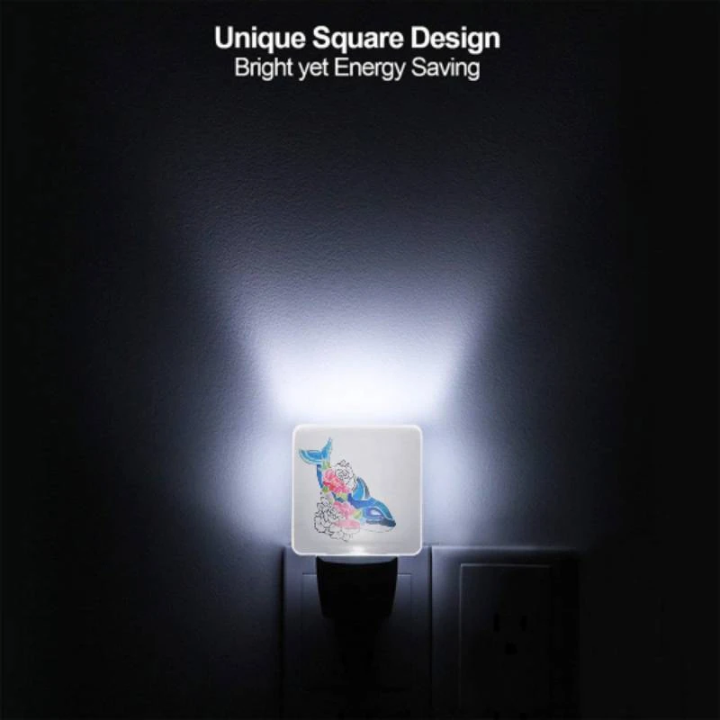 Night Light Set of 2, A blue whale with pink flowers on its back. Night Light Set Of 2, A Blue Whale With Pink Flowers On Its Back. -Pattern Night Light 38ab9218c0aca1c3b8cd005b37c03618ecd299be