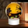 Round Acrylic Night Light, A Halloween Poster With A House 1 Round Acrylic Night Light, A Halloween Poster With A House -Pattern Night Light 38be52338534e4bc4441eb3da61928a793790d15