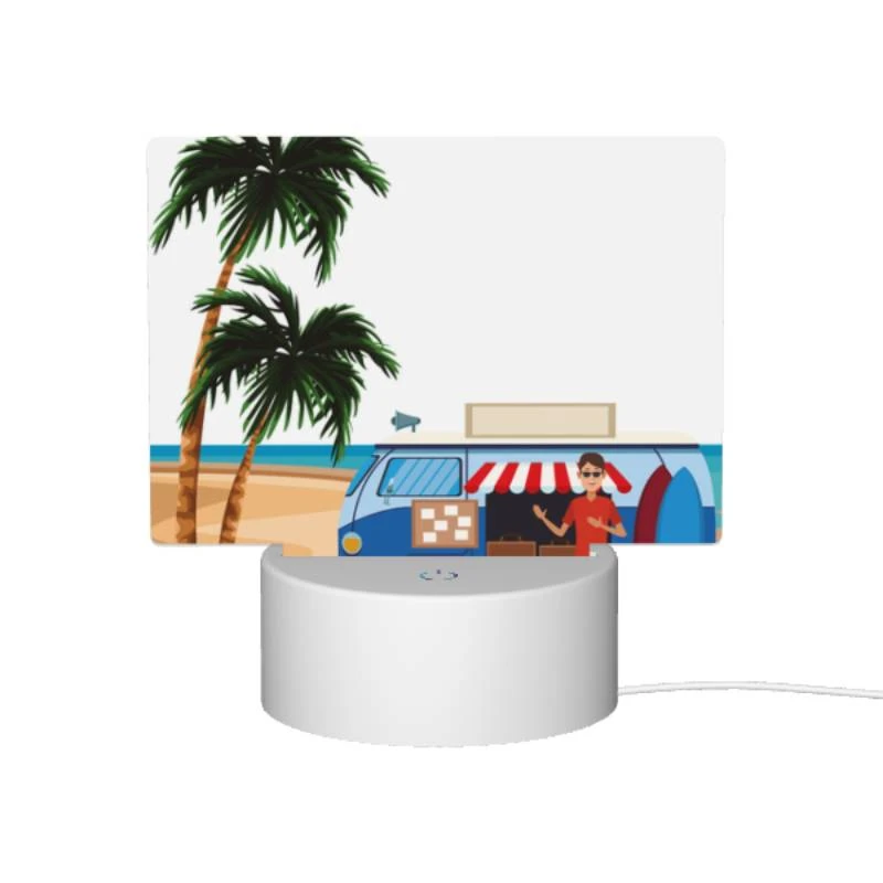 Rectangular Acrylic Night Light, A man stands in front of a food truck on a beach. Rectangular Acrylic Night Light, A Man Stands In Front Of A Food Truck On A Beach. -Pattern Night Light 38d0b0bcc7d4cfabca3c0d0dc63eb2ce4f004552