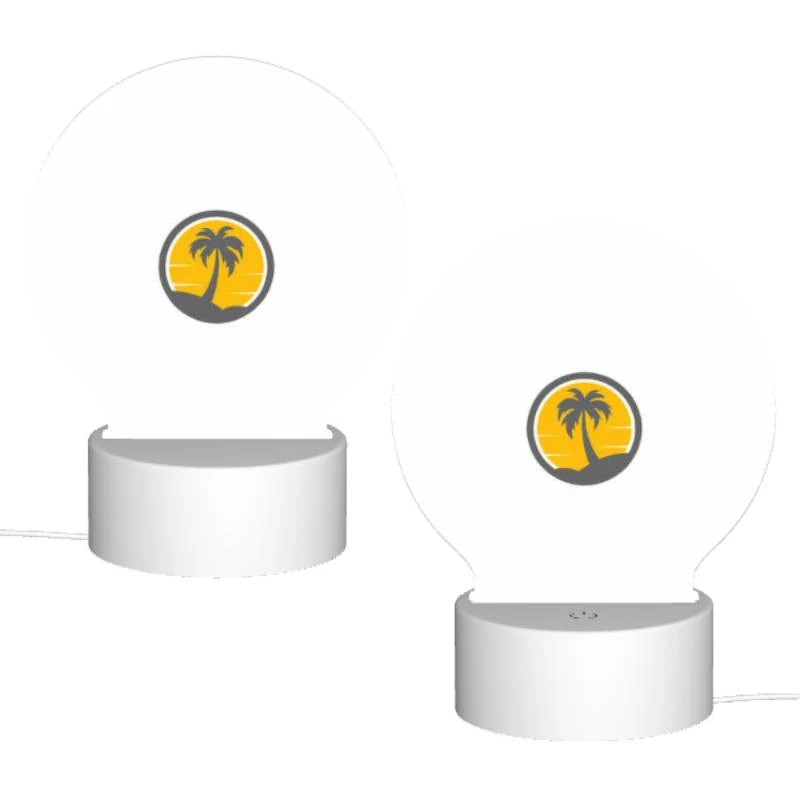 Round Acrylic Night Light, A logo of a palm tree on a beach. Round Acrylic Night Light, A Logo Of A Palm Tree On A Beach. -Pattern Night Light 38ddaa8ce5b64b24993aee4bbfc62f7479bdd8b6