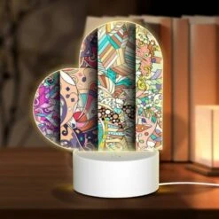 Love Acrylic Night Light, Three Colorful And Intricate Designs Are Displayed Side By Side.