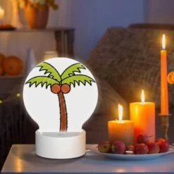 Round Acrylic Night Light, A Cartoon Drawing Of A Palm Tree With Two Orange Fruits On Top. 8 Round Acrylic Night Light, A Cartoon Drawing Of A Palm Tree With Two Orange Fruits On Top. -Pattern Night Light 3a4665fa69d77608273d62b94b78d5652f465aaa