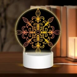 Round Acrylic Night Light, A Colorful Flower Design With Yellow
