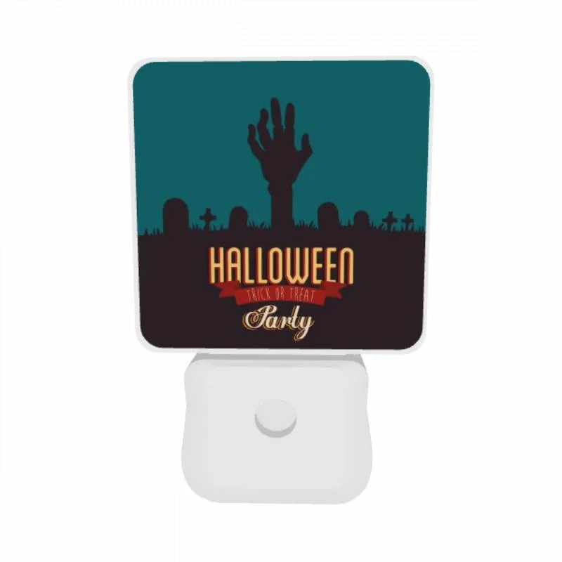 Night Light Set of 2, A Halloween party is advertised with a skeleton hand and a cemetery scene. Night Light Set Of 2, A Halloween Party Is Advertised With A Skeleton Hand And A Cemetery Scene. -Pattern Night Light 3ae5ce6831cabebdb89a7bf255942907de5e218f