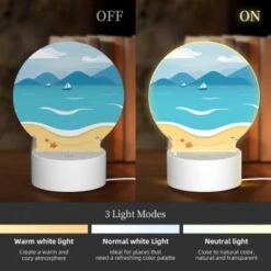 Round Acrylic Night Light, A Beach Scene With A Sailboat In The Water And A Sandy Shore. -Pattern Night Light 3aecfcb8ca71fbe5d8a4dc5f9a1ea8dd5569dd3f