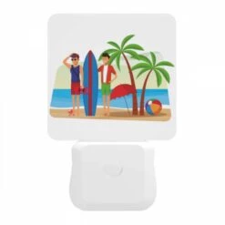 Night Light, Two Men Standing On A Beach With Surfboards And An Umbrella. 11 Night Light, Two Men Standing On A Beach With Surfboards And An Umbrella. -Pattern Night Light 3b2b604166d0704b4db1f8290e6afe3584578ab1